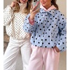 image:imageCicy Bell Womens Polka Dot Short Trench Coat Cropped Button Down Stand Collar Jackets Long Sleeve Fall OuterwearBlue