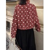 image:imageCicy Bell Womens Polka Dot Short Trench Coat Cropped Button Down Stand Collar Jackets Long Sleeve Fall OuterwearBrown