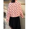 image:imageCicy Bell Womens Polka Dot Short Trench Coat Cropped Button Down Stand Collar Jackets Long Sleeve Fall OuterwearPink