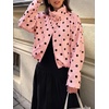 image:imageCicy Bell Womens Polka Dot Short Trench Coat Cropped Button Down Stand Collar Jackets Long Sleeve Fall OuterwearPink