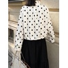 image:imageCicy Bell Womens Polka Dot Short Trench Coat Cropped Button Down Stand Collar Jackets Long Sleeve Fall OuterwearWhite