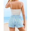image:imageCicy Bell Womens Summer Striped Boxer Shorts Casual High Waisted Wide Leg Lounge Short Pants Beach Vacation Bottoms Blue