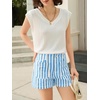 image:imageCicy Bell Womens Summer Striped Boxer Shorts Casual High Waisted Wide Leg Lounge Short Pants Beach Vacation Bottoms Blue