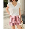 image:imageCicy Bell Womens Summer Striped Boxer Shorts Casual High Waisted Wide Leg Lounge Short Pants Beach Vacation Bottoms Red