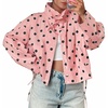 image:imageCicy Bell Womens Polka Dot Short Trench Coat Cropped Button Down Stand Collar Jackets Long Sleeve Fall OuterwearPink