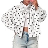 image:imageCicy Bell Womens Polka Dot Short Trench Coat Cropped Button Down Stand Collar Jackets Long Sleeve Fall OuterwearWhite