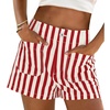 image:imageCicy Bell Womens Summer Striped Boxer Shorts Casual High Waisted Wide Leg Lounge Short Pants Beach Vacation Bottoms Red