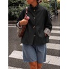 image:imageCicy Bell Womens Cropped Short Trench Coat Single Breasted Ruffle Stand Collar Jackets Fall Lightweight OuterwearBlack