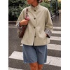 image:imageCicy Bell Womens Cropped Short Trench Coat Single Breasted Ruffle Stand Collar Jackets Fall Lightweight OuterwearDark Khaki