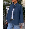 image:imageCicy Bell Womens Cropped Short Trench Coat Single Breasted Ruffle Stand Collar Jackets Fall Lightweight OuterwearNavy