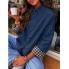 image:imageCicy Bell Womens Cropped Short Trench Coat Single Breasted Ruffle Stand Collar Jackets Fall Lightweight OuterwearNavy