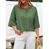 image:imageCicy Bell Womens Half Sleeve Cardigan Sweaters Button Oversized Outfits  CroppedLightweightRibbed Knit Loose Fit Versatile for Summer FallArmy Green