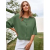 image:imageCicy Bell Womens Half Sleeve Cardigan Sweaters Button Oversized Outfits  CroppedLightweightRibbed Knit Loose Fit Versatile for Summer FallArmy Green