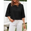 image:imageCicy Bell Womens Half Sleeve Cardigan Sweaters Button Oversized Outfits  CroppedLightweightRibbed Knit Loose Fit Versatile for Summer FallBlack
