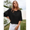 image:imageCicy Bell Womens Half Sleeve Cardigan Sweaters Button Oversized Outfits  CroppedLightweightRibbed Knit Loose Fit Versatile for Summer FallBlack