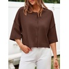 image:imageCicy Bell Womens Half Sleeve Cardigan Sweaters Button Oversized Outfits  CroppedLightweightRibbed Knit Loose Fit Versatile for Summer FallCoffee