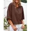 image:imageCicy Bell Womens Half Sleeve Cardigan Sweaters Button Oversized Outfits  CroppedLightweightRibbed Knit Loose Fit Versatile for Summer FallCoffee