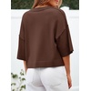 image:imageCicy Bell Womens Half Sleeve Cardigan Sweaters Button Oversized Outfits  CroppedLightweightRibbed Knit Loose Fit Versatile for Summer FallCoffee