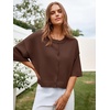 image:imageCicy Bell Womens Half Sleeve Cardigan Sweaters Button Oversized Outfits  CroppedLightweightRibbed Knit Loose Fit Versatile for Summer FallCoffee