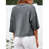 image:imageCicy Bell Womens Half Sleeve Cardigan Sweaters Button Oversized Outfits  CroppedLightweightRibbed Knit Loose Fit Versatile for Summer FallDark Grey
