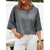 image:imageCicy Bell Womens Half Sleeve Cardigan Sweaters Button Oversized Outfits  CroppedLightweightRibbed Knit Loose Fit Versatile for Summer FallDark Grey