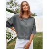 image:imageCicy Bell Womens Half Sleeve Cardigan Sweaters Button Oversized Outfits  CroppedLightweightRibbed Knit Loose Fit Versatile for Summer FallDark Grey