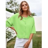 image:imageCicy Bell Womens Half Sleeve Cardigan Sweaters Button Oversized Outfits  CroppedLightweightRibbed Knit Loose Fit Versatile for Summer FallGreen