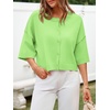image:imageCicy Bell Womens Half Sleeve Cardigan Sweaters Button Oversized Outfits  CroppedLightweightRibbed Knit Loose Fit Versatile for Summer FallGreen