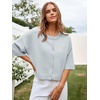 image:imageCicy Bell Womens Half Sleeve Cardigan Sweaters Button Oversized Outfits  CroppedLightweightRibbed Knit Loose Fit Versatile for Summer FallGrey Blue