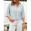 image:imageCicy Bell Womens Half Sleeve Cardigan Sweaters Button Oversized Outfits  CroppedLightweightRibbed Knit Loose Fit Versatile for Summer FallGrey Blue