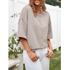 image:imageCicy Bell Womens Half Sleeve Cardigan Sweaters Button Oversized Outfits  CroppedLightweightRibbed Knit Loose Fit Versatile for Summer FallKhaki