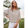 image:imageCicy Bell Womens Half Sleeve Cardigan Sweaters Button Oversized Outfits  CroppedLightweightRibbed Knit Loose Fit Versatile for Summer FallKhaki