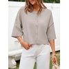 image:imageCicy Bell Womens Half Sleeve Cardigan Sweaters Button Oversized Outfits  CroppedLightweightRibbed Knit Loose Fit Versatile for Summer FallKhaki