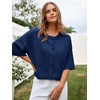 image:imageCicy Bell Womens Half Sleeve Cardigan Sweaters Button Oversized Outfits  CroppedLightweightRibbed Knit Loose Fit Versatile for Summer FallNavy Blue