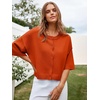 image:imageCicy Bell Womens Half Sleeve Cardigan Sweaters Button Oversized Outfits  CroppedLightweightRibbed Knit Loose Fit Versatile for Summer FallOrange