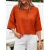 image:imageCicy Bell Womens Half Sleeve Cardigan Sweaters Button Oversized Outfits  CroppedLightweightRibbed Knit Loose Fit Versatile for Summer FallOrange