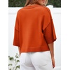 image:imageCicy Bell Womens Half Sleeve Cardigan Sweaters Button Oversized Outfits  CroppedLightweightRibbed Knit Loose Fit Versatile for Summer FallOrange