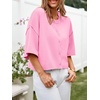 image:imageCicy Bell Womens Half Sleeve Cardigan Sweaters Button Oversized Outfits  CroppedLightweightRibbed Knit Loose Fit Versatile for Summer FallPink