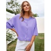 image:imageCicy Bell Womens Half Sleeve Cardigan Sweaters Button Oversized Outfits  CroppedLightweightRibbed Knit Loose Fit Versatile for Summer FallPurple