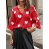 image:imageCicy Bell Womens Half Sleeve Cardigan Sweaters Button Oversized Outfits  CroppedLightweightRibbed Knit Loose Fit Versatile for Summer FallRed1