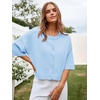 image:imageCicy Bell Womens Half Sleeve Cardigan Sweaters Button Oversized Outfits  CroppedLightweightRibbed Knit Loose Fit Versatile for Summer FallSky Blue