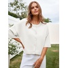 image:imageCicy Bell Womens Half Sleeve Cardigan Sweaters Button Oversized Outfits  CroppedLightweightRibbed Knit Loose Fit Versatile for Summer FallWhite