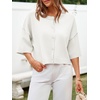 image:imageCicy Bell Womens Half Sleeve Cardigan Sweaters Button Oversized Outfits  CroppedLightweightRibbed Knit Loose Fit Versatile for Summer FallWhite