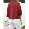image:imageCicy Bell Womens Half Sleeve Cardigan Sweaters Button Oversized Outfits  CroppedLightweightRibbed Knit Loose Fit Versatile for Summer FallWine Red