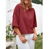 image:imageCicy Bell Womens Half Sleeve Cardigan Sweaters Button Oversized Outfits  CroppedLightweightRibbed Knit Loose Fit Versatile for Summer FallWine Red