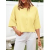 image:imageCicy Bell Womens Half Sleeve Cardigan Sweaters Button Oversized Outfits  CroppedLightweightRibbed Knit Loose Fit Versatile for Summer FallYellow