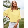 image:imageCicy Bell Womens Half Sleeve Cardigan Sweaters Button Oversized Outfits  CroppedLightweightRibbed Knit Loose Fit Versatile for Summer FallYellow