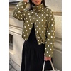 image:imageCicy Bell Womens Polka Dot Short Trench Coat Cropped Stand Collar Jackets  Loose Fit Long Sleeve Fall Outerwear Button Down Adjustable Drawstring Side PocketsArmy Green