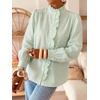 image:imageCicy Bell Womens Ruffle Striped Button Down Shirts Puff Long Sleeve Blouses  Trendy Casual Loose Fit Fall Tops Stand CollarArmy Green