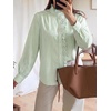 image:imageCicy Bell Womens Ruffle Striped Button Down Shirts Puff Long Sleeve Blouses  Trendy Casual Loose Fit Fall Tops Stand CollarArmy Green